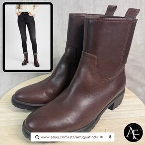 Cole Haan California Womens Brown Leather Lug Sole Chelsea Mid Calf Boots Sz. 9B